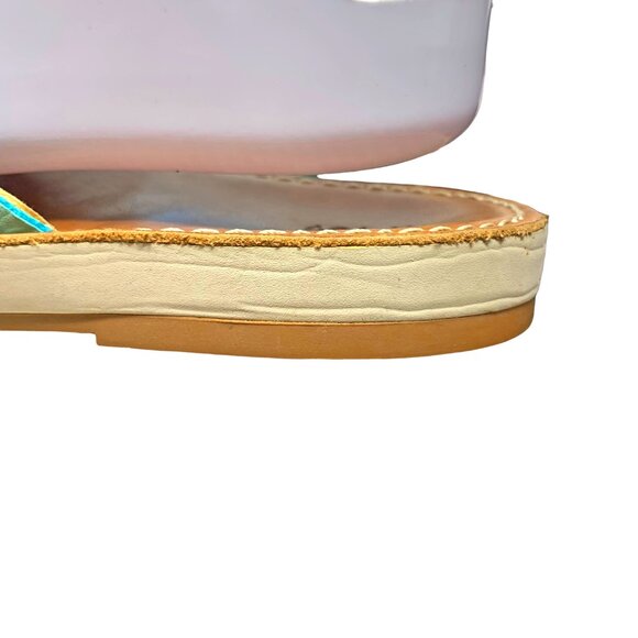 OluKai Kahiko Sea Blue Braided Leather Flip Flip / Toe Post Sandals - Picture 8 of 12